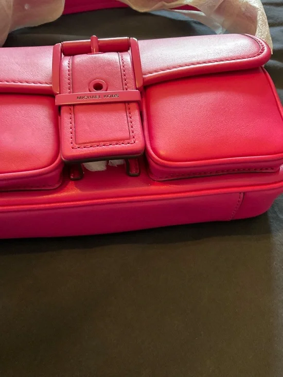Michael Kors Hot Pink Leather Buckle Shoulder Bag - Picture 2 of 5